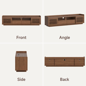 78.7" TV Stand with Sliding Doors & Drawers – Walnut