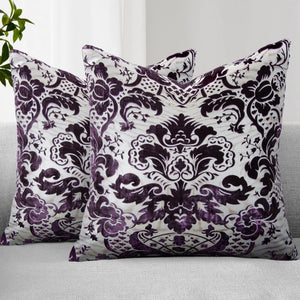 Metallic Embossed Velvet Throw Pillows with Inserts, 24x24, Set of 2