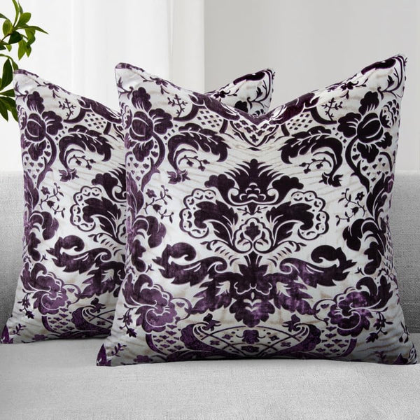 Metallic Embossed Velvet Throw Pillows with Inserts, 24x24, Set of 2