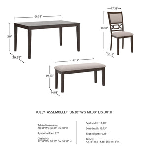 6-Piece Upholstered Dining Table Set with Bench