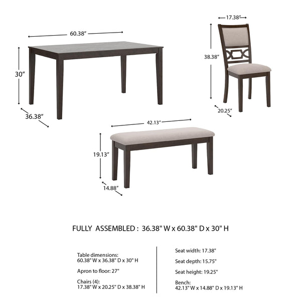 6-Piece Upholstered Dining Table Set with Bench