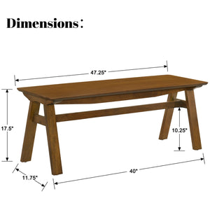 Solid Wood Dining Bench 47"