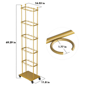 5-Tier Metal Champagne Wall Stand – 40-Glass Stemware Display Rack