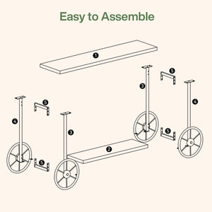 Industrial 2-Tier Console Table with Storage Shelf