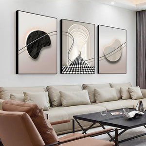 Abstract Black & White Framed Wall Art Set of 3