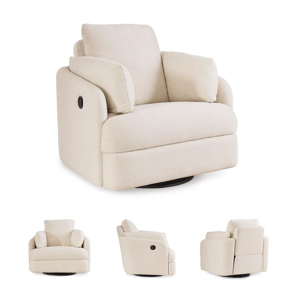 Swivel Glider Rocker Recliner with Hidden Storage – Beige