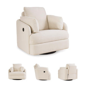 Swivel Glider Rocker Recliner with Hidden Storage – Beige