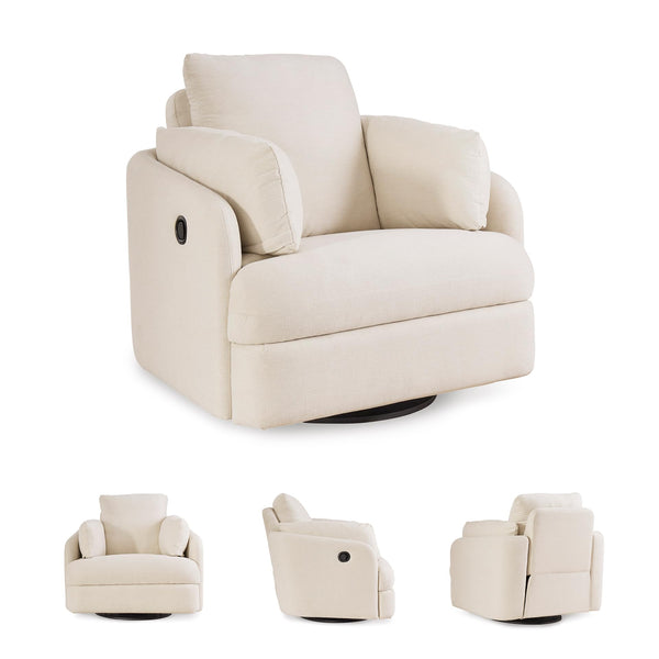 Swivel Glider Rocker Recliner with Hidden Storage – Beige
