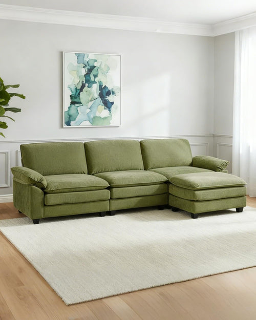 Modular Chenille Sectional Sofa with Ottoman