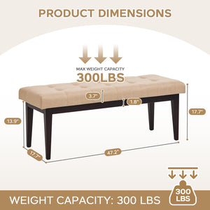 Button-Tufted Upholstered Bench