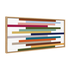 Modern Color Block Stacks Framed Canvas Wall Art 18x40
