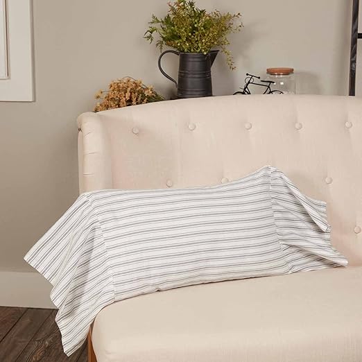 King Size Pillow Shams Set of 2 – Cotton Ticking Stripe Ruffle Pillow Covers