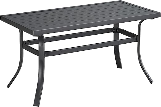 Outdoor Patio Coffee Table with Slatted Steel Top