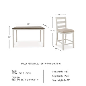 Counter Height Dining Table and Upholstered Bar Stools Set of 7