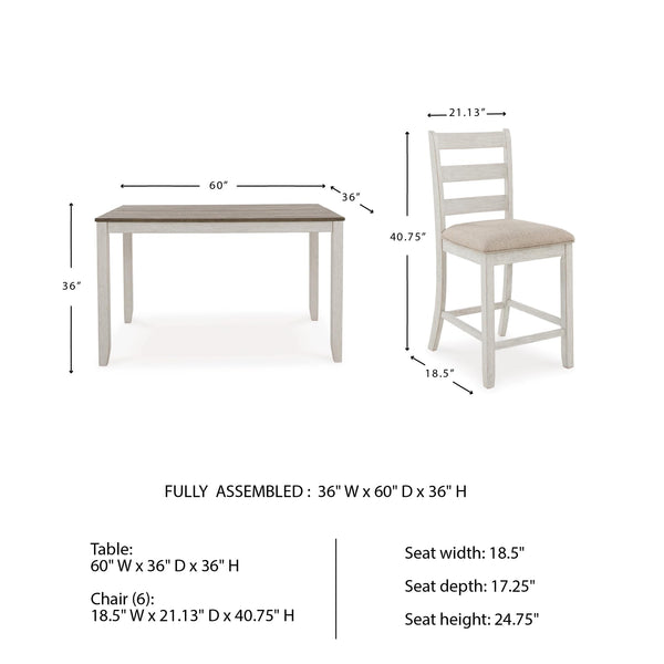 Counter Height Dining Table and Upholstered Bar Stools Set of 7
