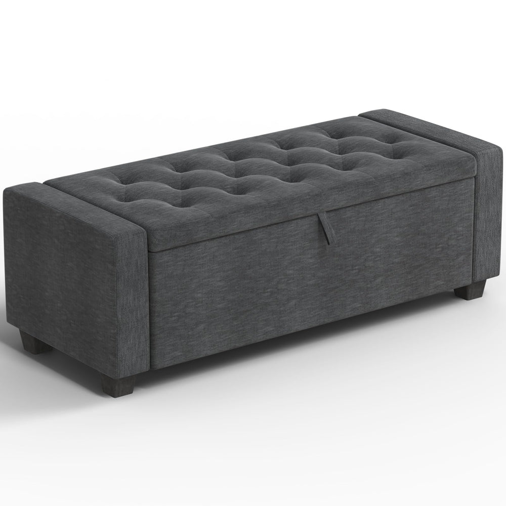 Storage Ottoman Bench with Lid – 47" Upholstered Entryway Bench