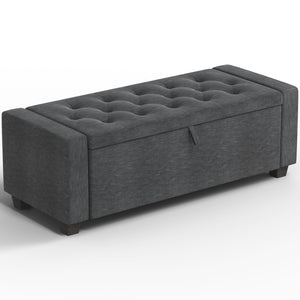 Storage Ottoman Bench with Lid – 47" Upholstered Entryway Bench