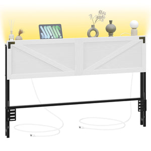 Farmhouse Headboard with LED Lights & USB Charging Ports