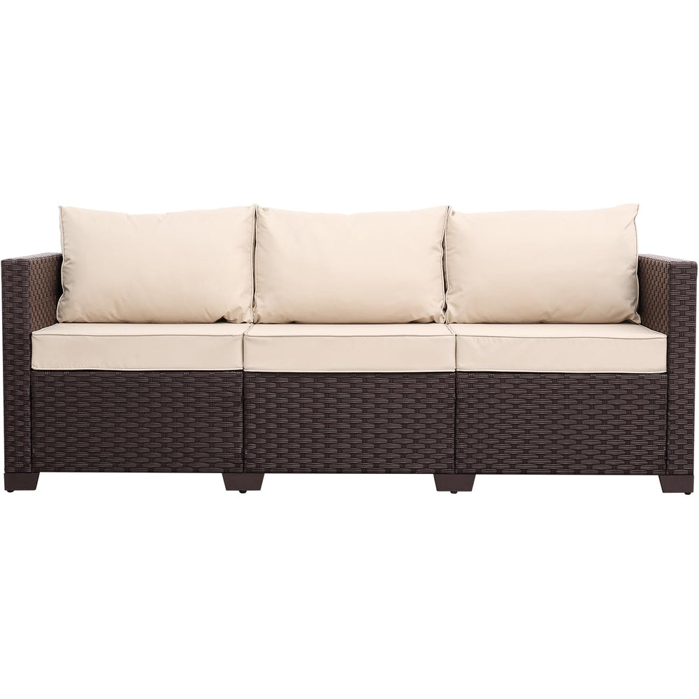 3-Seat Outdoor Wicker Patio Sofa with Deep Seating & All-Weather Cushions