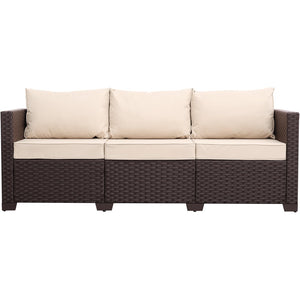 3-Seat Outdoor Wicker Patio Sofa with Deep Seating & All-Weather Cushions