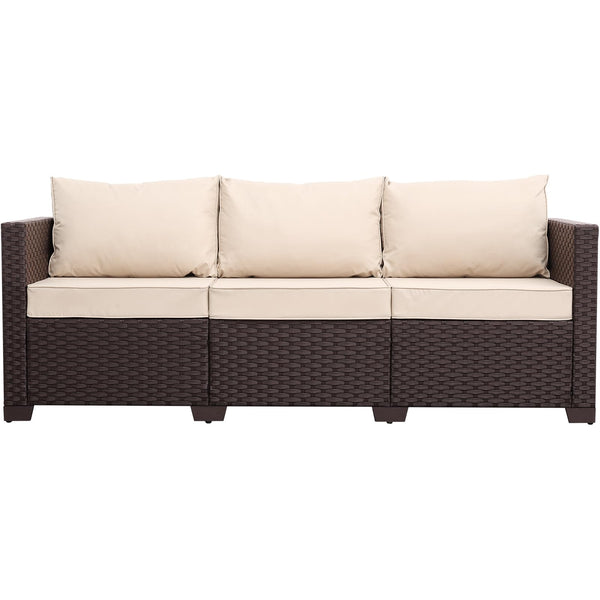 3-Seat Outdoor Wicker Patio Sofa with Deep Seating & All-Weather Cushions