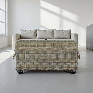 Wicker Rattan Storage Trunk with Lift-Top