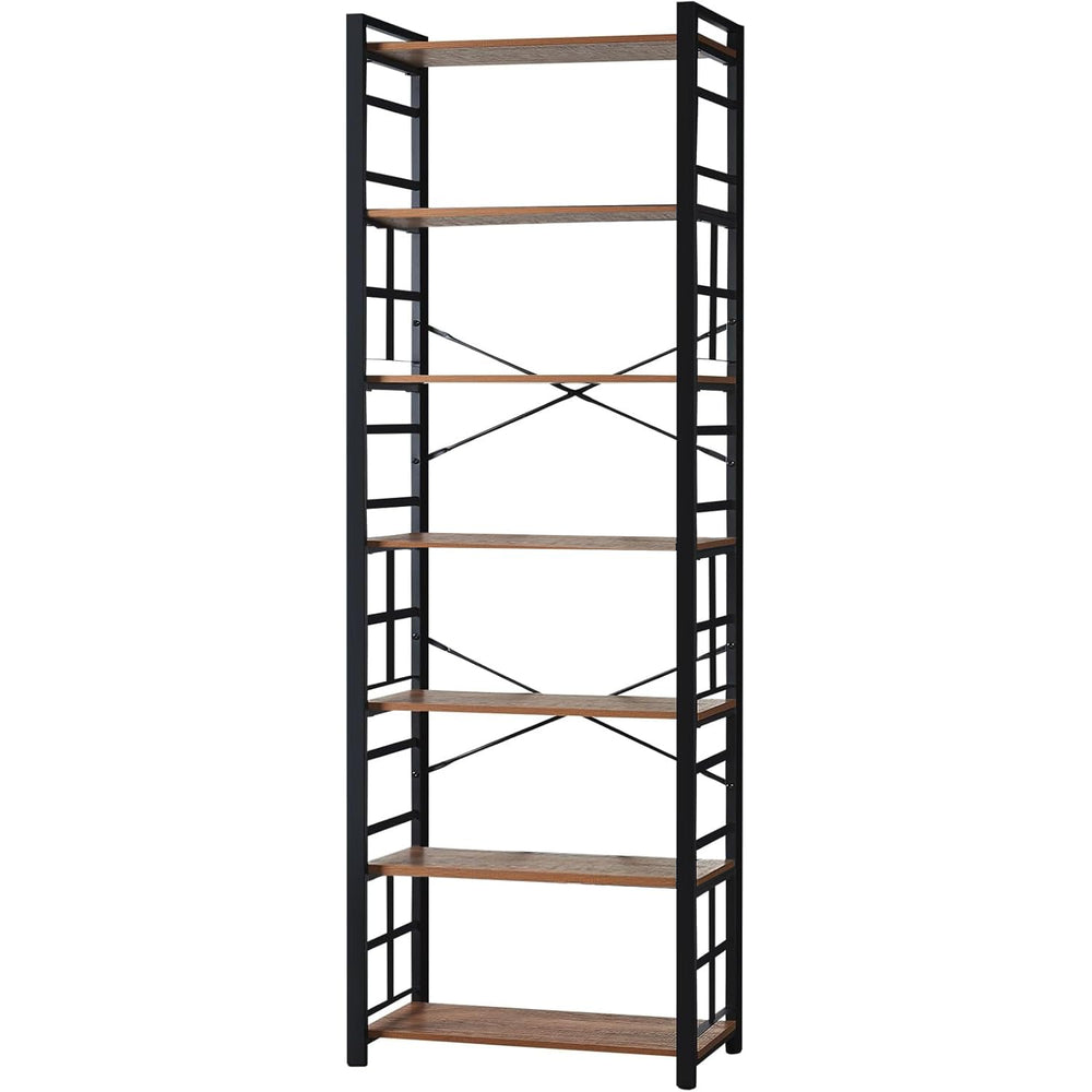 7-Tier Industrial Bookshelf 84"