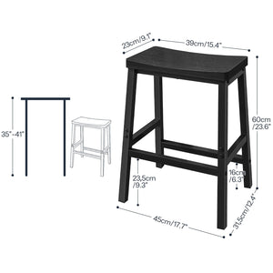 Counter Height Bar Stools Set of 4, Saddle Seat with Footrests, Industrial Style