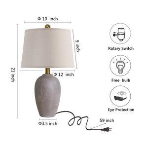 Farmhouse Ceramic Table Lamp Set of 2 with LED Bulbs