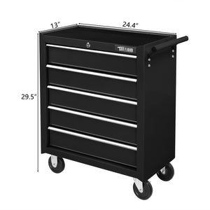 5-Drawer Rolling Tool Chest with Lockable Wheels & Top Cushion