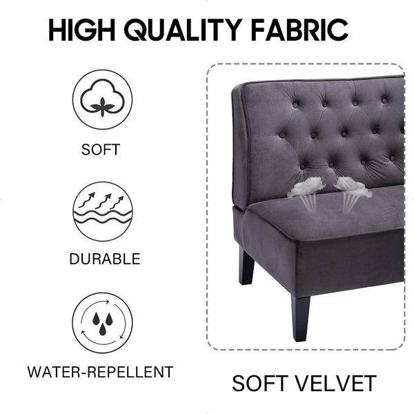 Button Tufted Loveseat Settee Bench – Velvet Upholstered 2-Seat Sofa