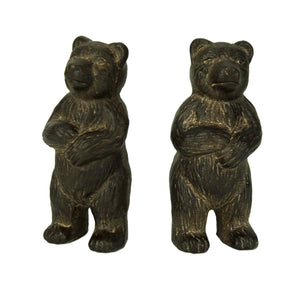 Cast Iron Standing Bear Bookends – Rustic Brown, Set of 2