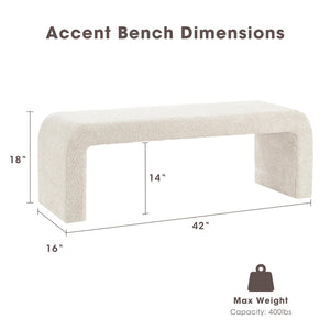 Bouclé Upholstered Accent Bench with Under-Storage – 42" Modern Entryway & Bedroom Bench