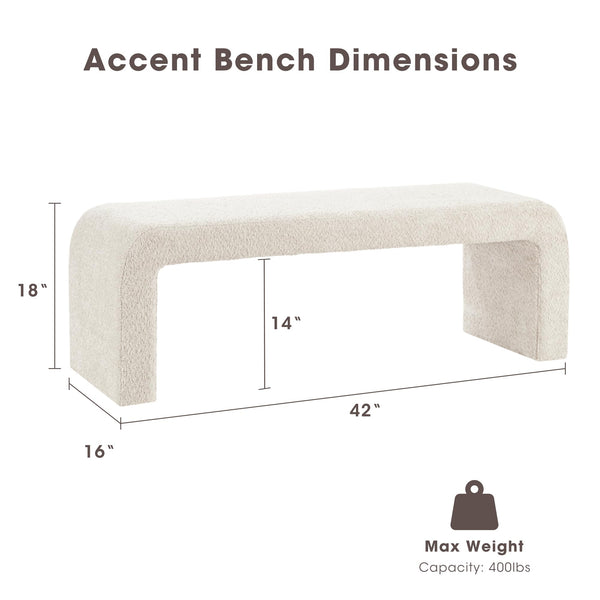 Bouclé Upholstered Accent Bench with Under-Storage – 42" Modern Entryway & Bedroom Bench