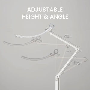 e-Reading Floor Lamp – Dimmable, 13 Color Modes, Adjustable Arm, Matte Silver