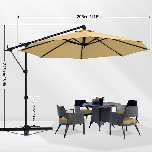 10 ft Cantilever Offset Patio Umbrella with Tilt & Rotate