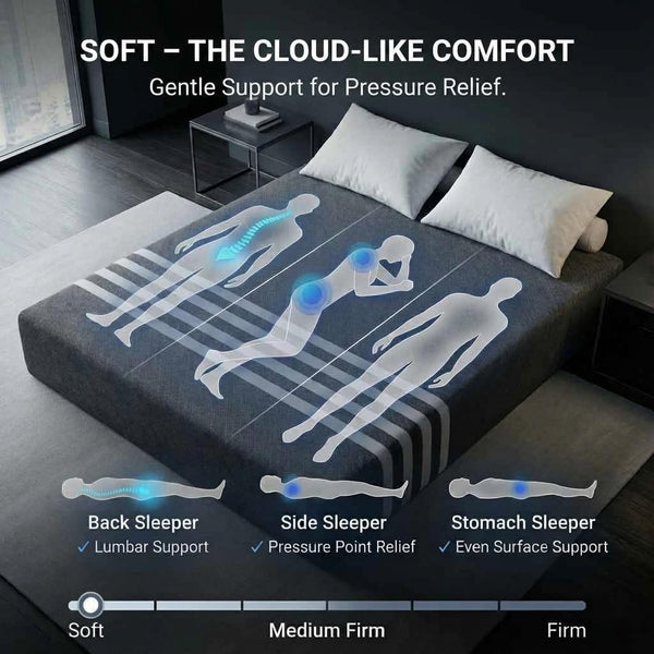 Queen 12" Gel Memory Foam Mattress – Plush, Medium & Firm | CertiPUR-US