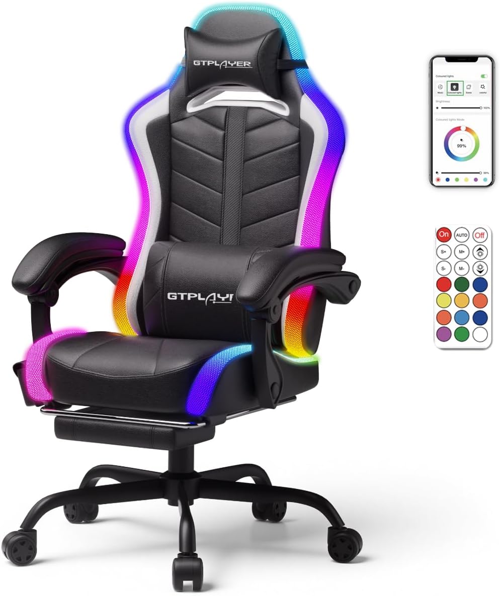 Gaming Chair with RGB LED Lights & Bluetooth Speakers