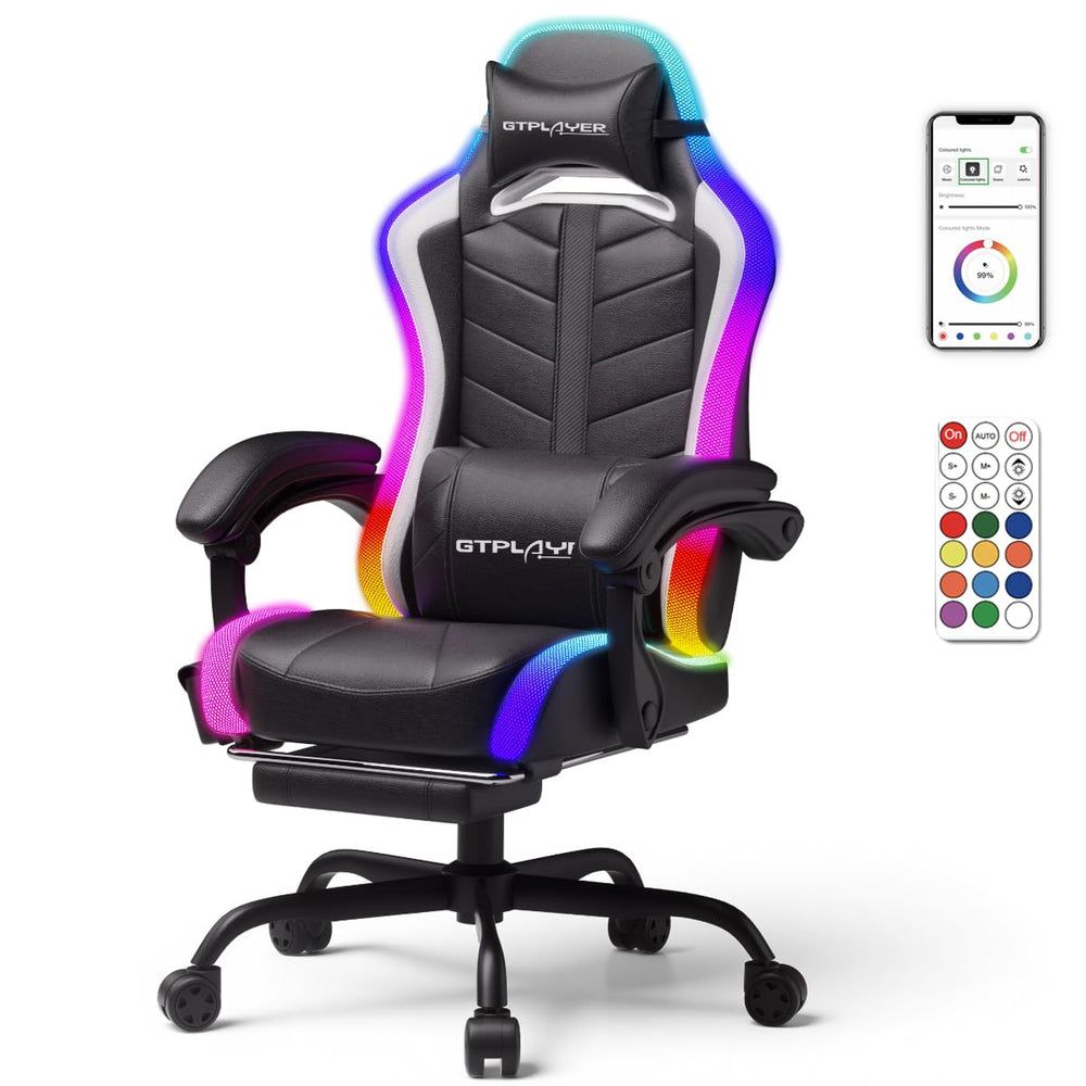 Gaming Chair with RGB LED Lights & Bluetooth Speakers