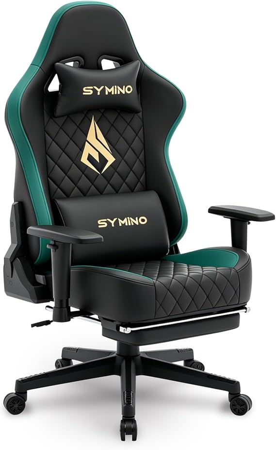 Gaming Chair with Footrest, 2D Armrests, 150° Recline, High Back Ergonomic Chair