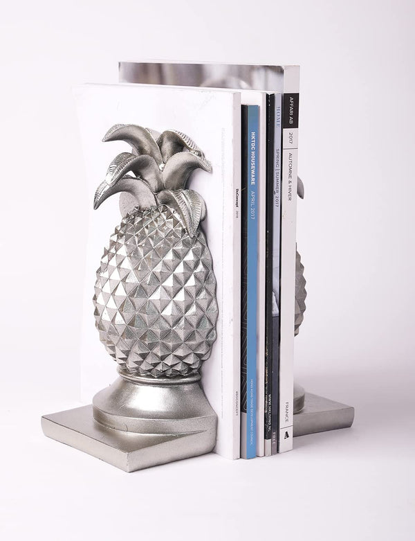 Decorative Pineapple Bookends Silver 9.4 Inch