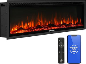 60-Inch Recessed Electric Fireplace Heater with Color Changing Flames