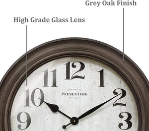 26" Indoor Outdoor Farmhouse Wall Clock with Thermometer & Hygrometer
