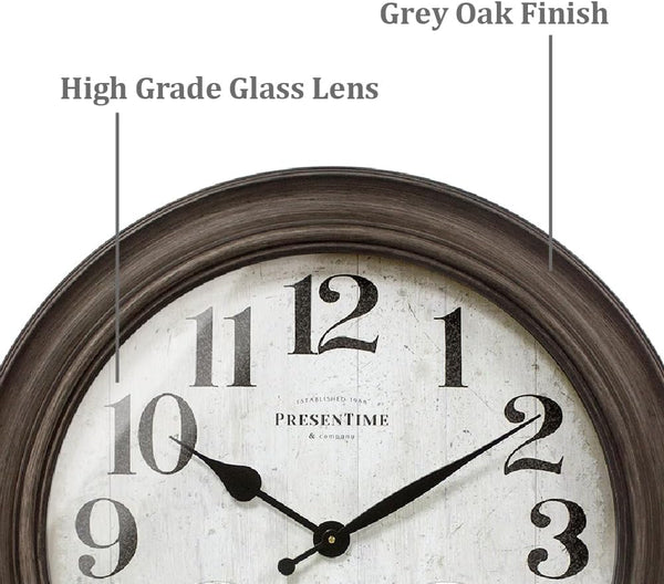 26" Indoor Outdoor Farmhouse Wall Clock with Thermometer & Hygrometer