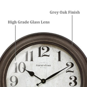 26" Indoor Outdoor Farmhouse Wall Clock with Thermometer & Hygrometer