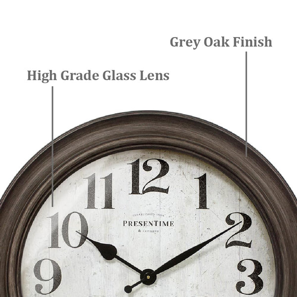 26" Indoor Outdoor Farmhouse Wall Clock with Thermometer & Hygrometer