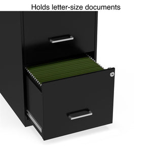 2-Drawer Vertical File Cabinet Letter Size Lockable Black