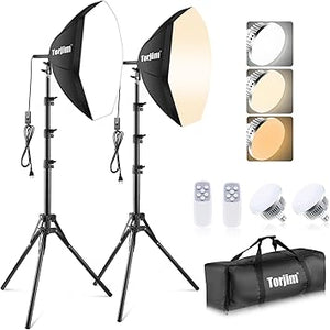 Softbox Photography Lighting Kit with LED Bulbs & Tripod Stands