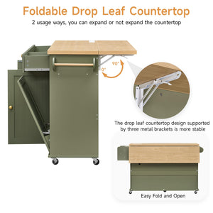 Kitchen Island with Power Outlet & Drop Leaf