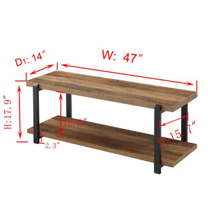 Industrial Entryway Storage Bench with Steel Frame — 47 Inch